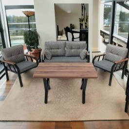 Σαλόνι Κήπου Nergiz (Σετ 4Τμχ) 227VRD1016 Black-White BLACK-WHITE