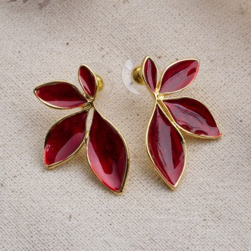Σκουλαρίκια 844LYR1119 Gold-Burgundy Heliophilia Silver