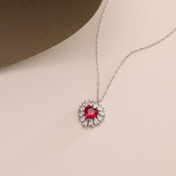 Κολιέ Ασημένιο 155VRN5242 Silver-Red Heliophilia Silver