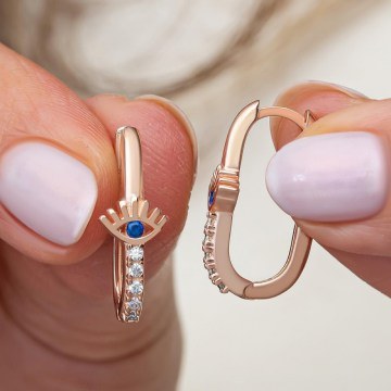 Silver Earring 155VRN4439 Rose Gold-Blue Heliophilia Silver