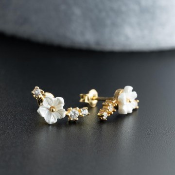 Silver Earring 155VRN4538 Gold-White Heliophilia Silver