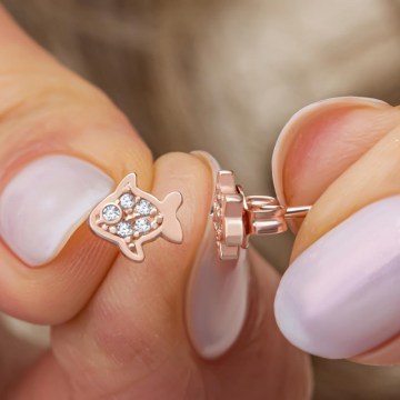 Silver Earring 155VRN4459 Rose Gold Heliophilia Silver