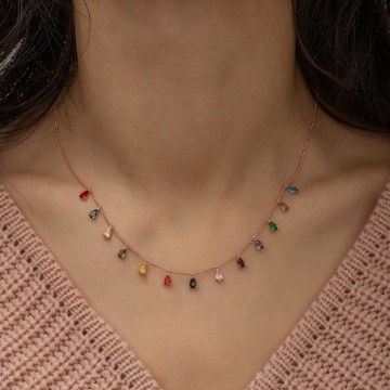 Silver Necklace 155VRN1870 Rose Gold-Black-Red-Pink Heliophilia Silver