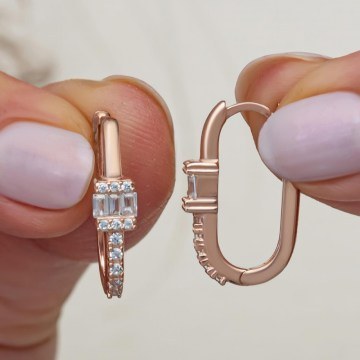 Silver Earring 155VRN4435 Rose Gold Heliophilia Silver
