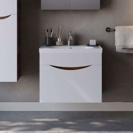 Έπιπλο Μπάνιου Πάγκος Με Νιπτήρα Smile S3BSMIL065WB 65x45,5x54,5cm White-Barok Brown WHITE-BROWN