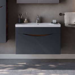 Έπιπλο Μπάνιου Πάγκος Με Νιπτήρα Smile S3BSMI085ABM 85x45,5x54,5cm Anthracite-Barok Brown ANTHRACITE-BROWN