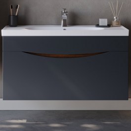 Έπιπλο Μπάνιου Πάγκος Με Νιπτήρα Smile 100 S3BSMIL100ANTBAR 100x45,5x54,5cm Anthracite-White ANTHRACITE-WHITE