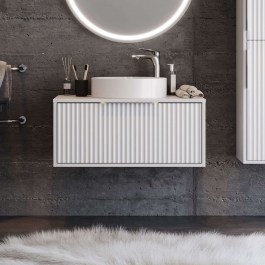 Έπιπλο Μπάνιου Πάγκος Με Νιπτήρα Hole S3BHOL085WH 83x50x37cm White WHITE