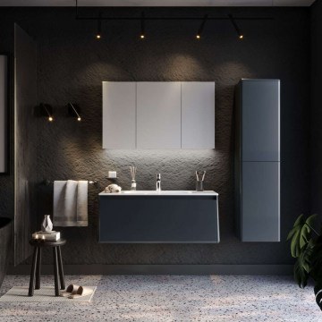 Bathroom Furniture Bench With Washbasin & Mirror Bella 9SBEL100ANM 101x46,5x46/100x14x68cm Anthracite