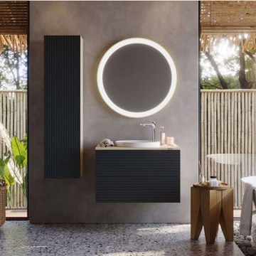 Bathroom Furniture Bench With Washbasin & Mirror Led Vien 9SVIE080ANBM 80x50x52/Φ80cm Anthracite