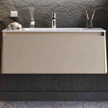 Έπιπλο Μπάνιου Πάγκος Με Νιπτήρα Bella 100 S3BBEL100SBM 101×46.5×46cm Beige-White