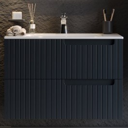 Έπιπλο Μπάνιου Πάγκος Με Νιπτήρα Enza 80 S3BENZA080AN 81×46.5x52cm Anthracite-White ANTHRACITE-WHITE