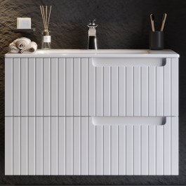 Έπιπλο Μπάνιου Πάγκος Με Νιπτήρα Enza 80 S3BENZA080WH 81×46.5x52cm White WHITE