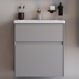 Έπιπλο Μπάνιου Πάγκος Με Νιπτήρα Malaga 65 S3BMAL065GRM 65×45.5x72cm Grey GREY