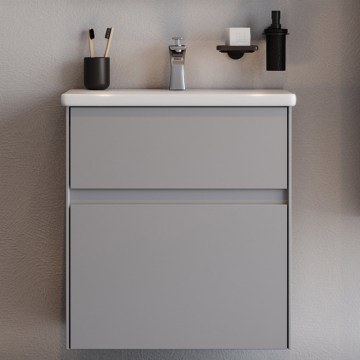 Bathroom Furniture Bench With Sink Malaga 65 S3BMAL065GRM 65×45.5x72cm Grey