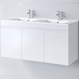 Bathroom Furniture Countertop With Double Sink Omega 120 S3BOM120GL0D 120*46*60cm White WHITE