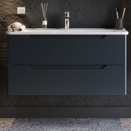 Έπιπλο Μπάνιου Πάγκος Με Νιπτήρα Perla S3BPERL100ANM 105x46x53cm Anthracite-White ANTHRACITE-WHITE