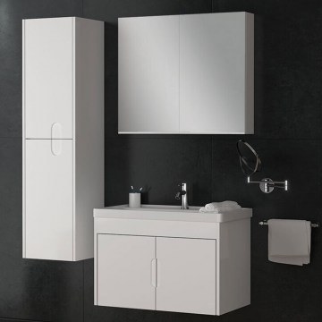 Bathroom Furniture Countertop With Sink & Mirror Ada 80 9SADA080WHM 80x45x55cm White