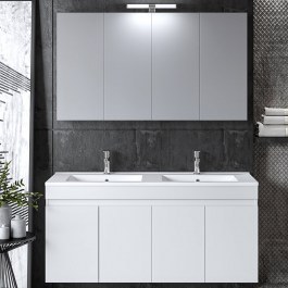 Bathroom Furniture Countertop With Sink & Mirror Omega 120 9SOM120GLNDW 120x46x60cm White WHITE