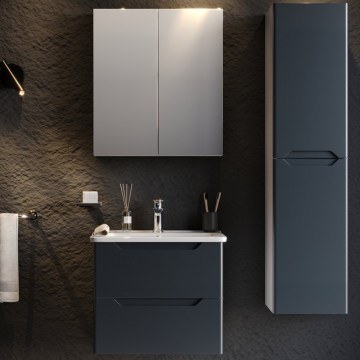 Bathroom Furniture Countertop With Sink & Mirror Perla 60 9SPER060ANM 60x46x53cm Anthracite