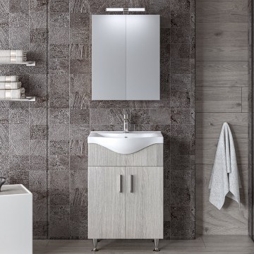 Bathroom Furniture Bench With Sink & Mirror Siena 55 9SSI055HN0W 55x46x83cm Grey