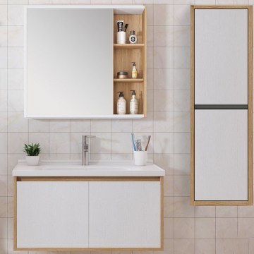 Bathroom Furniture Countertop With Sink&Mirror Vera 80 9SVER080WHS 80x47cm Sonoma-White