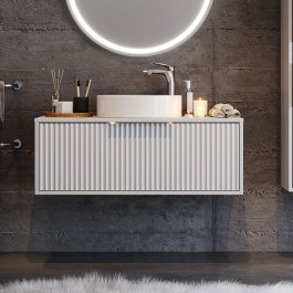 Bathroom Furniture Bench With Washbasin Hole 100 S3BHOL100WHM 101x50x37cm White WHITE