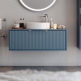 Bathroom Furniture Bench With Washbasin Hole 100 S3BHOL100BL 101x50x37cm Blue BLUE