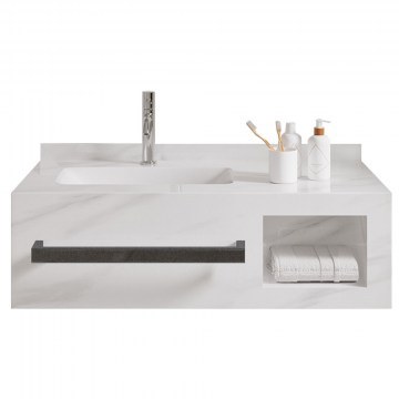 Έπιπλο Μπάνιου Πάγκος Με Νιπτήρα Marlen 80 3BMAR080WHS 100x50x30cm White Snow