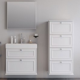 Bathroom Furniture Bench With Washbasin & Mirror Stella 70 9SSTE070WHM 70x45,5x70cm/70x68cm White Mat WHITE