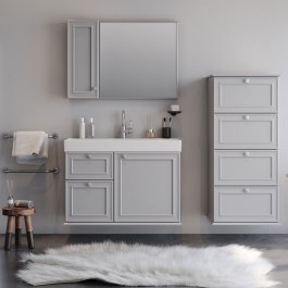 Bathroom Furniture Bench With Washbasin & Mirror Stella 70 9SSTE070GRM 70x45,5x70cm/70x68cm Grey Mat GREY