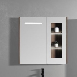 Bathroom Mirror With Cabinet Led Lavare 80cm 3MLAV080WAL 73x12x70cm Walnut WALNUT