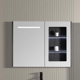 Καθρέπτης Μπάνιου Με Ντουλάπι & Φως Led Lavare 100cm 3MLAV100GR 93x12x70cm Grey GREY