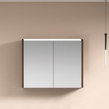 Bathroom Mirror Electra With Led Light and Cabinet 76x14x66cm Wooden Brown