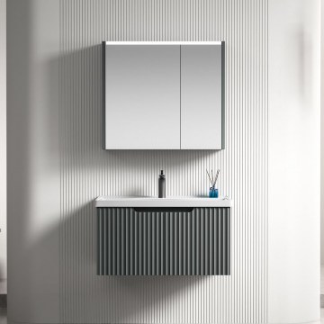 Bathroom Furniture Bench With Washbasin & Mirror Ophelia 9SOPH080CG 78x47,6x43cm & 76x66cm Carbon Grey