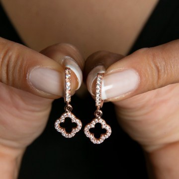 Σκουλαρίκια Ασημένια 938ELS4624 Φ1cm Rose Gold Elika Silver