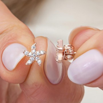 Silver Earring 155VRN4454 Rose Gold Heliophilia Silver