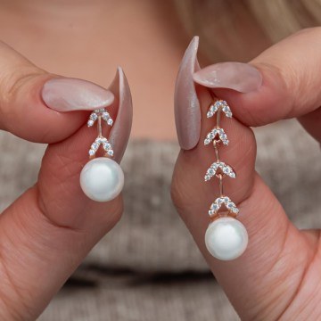 Silver Earring 155VRN4341 Rose Gold-White Heliophilia Silver