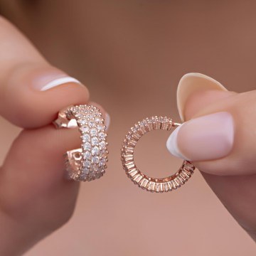 Silver Earring 912VRN1268 Rose Gold-Silver Heliophilia Silver