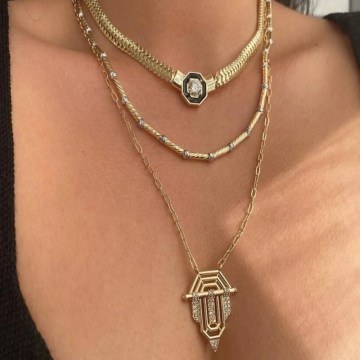 Metallic Necklace 410ELK1769 Gold Elika
