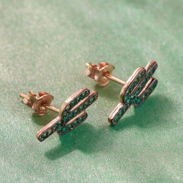 Σκουλαρίκια Ασημένια 132SDE1376 Green-Rose Gold Heliophilia Silver