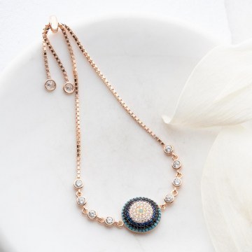 Silver Bracelet 912VRN1390 Rose Gold-Navy Blue Heliophilia Silver