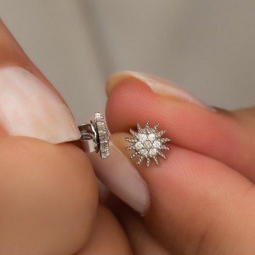 Silver Earring 155VRN2353 Rose Gold-Red Heliophilia Silver