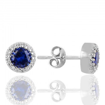 Silver Earring 132SDE1574 Silver-Dark Blue Heliophilia Silver