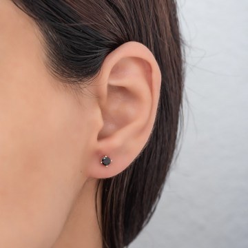 Silver Earring 155VRN2449 Rose Gold-Black Heliophilia Silver