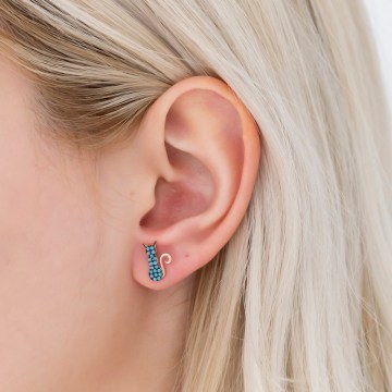 Silver Earring 155VRN2128 Rose Gold-Blue Heliophilia Silver