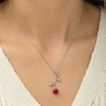 Κολιέ Ασημένιο 155VRN1397 Silver-Red Heliophilia Silver