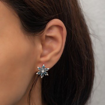 Silver Earring 155VRN2555 Rose Gold-Blue Heliophilia Silver