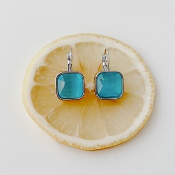 Σκουλαρίκια Ατσάλινα 426OPL1303 Silver-Aqua Heliophilia Silver