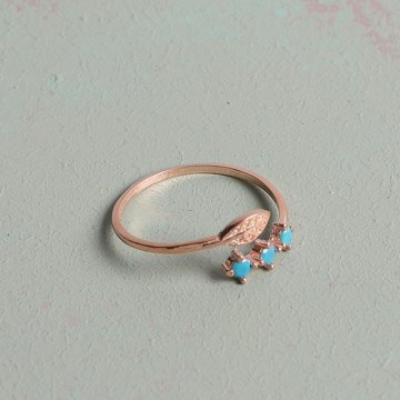 Δαχτυλίδι Ασημένιο 132SDE3575 Rose Gold-Turquoise Heliophilia Silver